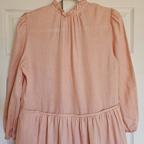 Veronica Beard Hawken Tiered‎ Linen Minidress Size 8 Pink Babydoll - Picture 10 of 13
